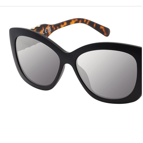 Jessica Simpson black tortoiseshell whipstitch arms cat Eye‎ Sunglasses new main image 4